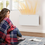 1500W electric floor-standing or wall-mounted heater with LED display, 24-hour or weekly timer, thermostat, and remote control.