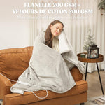 Heated blanket, heated throw, 9 heat settings, 9-hour timer, machine washable, 180x130cm, grey
