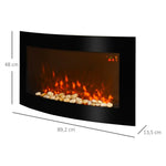 Electric fireplace with heater, wall-mounted fireplace with LED flame effect, 7 flame colors, 1000/2000 W, electric fireplace with timer, adjustable thermostat, decorative fireplace with remote control, black, 89.2 cm
