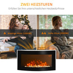 Electric fireplace with heater, wall-mounted fireplace with LED flame effect, 7 flame colors, 1000/2000 W, electric fireplace with timer, adjustable thermostat, decorative fireplace with remote control, black, 89.2 cm