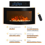 Electric fireplace with heater, wall-mounted fireplace with LED flame effect, 7 flame colors, 1000/2000 W, electric fireplace with timer, adjustable thermostat, decorative fireplace with remote control, black, 89.2 cm