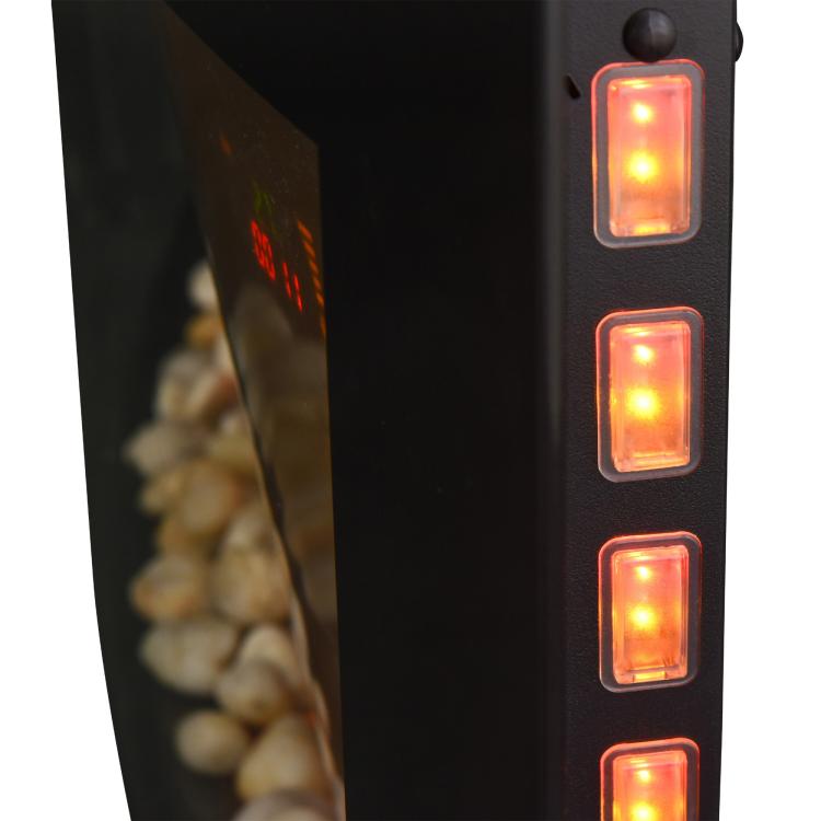 Electric fireplace with heater, wall-mounted fireplace with LED flame effect, 7 flame colors, 1000/2000 W, electric fireplace with timer, adjustable thermostat, decorative fireplace with remote control, black, 89.2 cm
