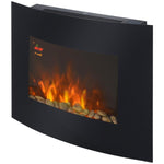 Electric fireplace with heater, wall-mounted fireplace with LED flame effect, 7 flame colors, 900/1800 W, electric fireplace with timer, adjustable thermostat, decorative fireplace with remote control, black, 65 cm