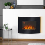 Electric fireplace with heater, wall-mounted fireplace with LED flame effect, 7 flame colors, 900/1800 W, electric fireplace with timer, adjustable thermostat, decorative fireplace with remote control, black, 65 cm