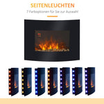 Electric fireplace with heater, wall-mounted fireplace with LED flame effect, 7 flame colors, 900/1800 W, electric fireplace with timer, adjustable thermostat, decorative fireplace with remote control, black, 65 cm