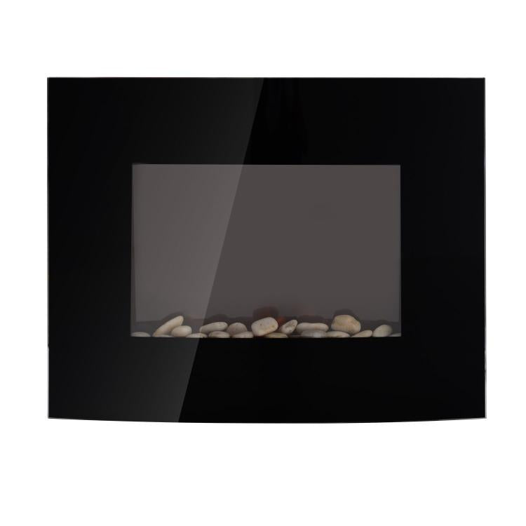 Electric fireplace with heater, electric fireplace with 3D flame effect, 7 flame colors, 900/1800 W, wall-mounted fireplace with timer, decorative fireplace with remote control, black, 65 cm