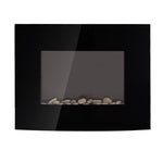 Electric fireplace with heater, electric fireplace with 3D flame effect, 7 flame colors, 900/1800 W, wall-mounted fireplace with timer, decorative fireplace with remote control, black, 65 cm