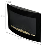Electric fireplace with heater, electric fireplace with 3D flame effect, 7 flame colors, 900/1800 W, wall-mounted fireplace with timer, decorative fireplace with remote control, black, 65 cm