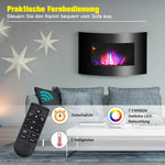 Electric fireplace with heater, electric fireplace with 3D flame effect, 7 flame colors, 900/1800 W, wall-mounted fireplace with timer, decorative fireplace with remote control, black, 65 cm