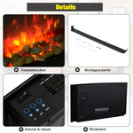 Electric fireplace with heater, electric fireplace with 3D flame effect, 7 flame colors, 900/1800 W, wall-mounted fireplace with timer, decorative fireplace with remote control, black, 65 cm