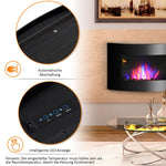 Electric fireplace with heater, electric fireplace with 3D flame effect, 7 flame colors, 900/1800 W, wall-mounted fireplace with timer, decorative fireplace with remote control, black, 65 cm