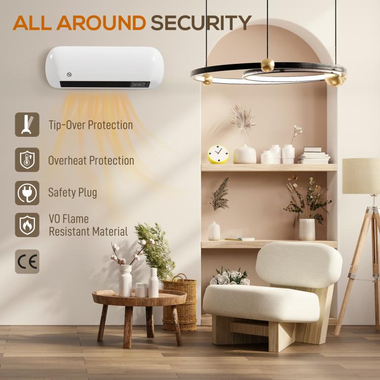 Termoventilatore ceramico da parete 2000 W con termostato e timer - immagine 11