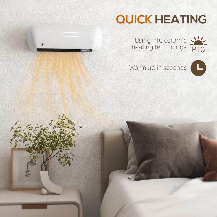 Termoventilatore ceramico da parete 2000 W con termostato e timer - immagine 6