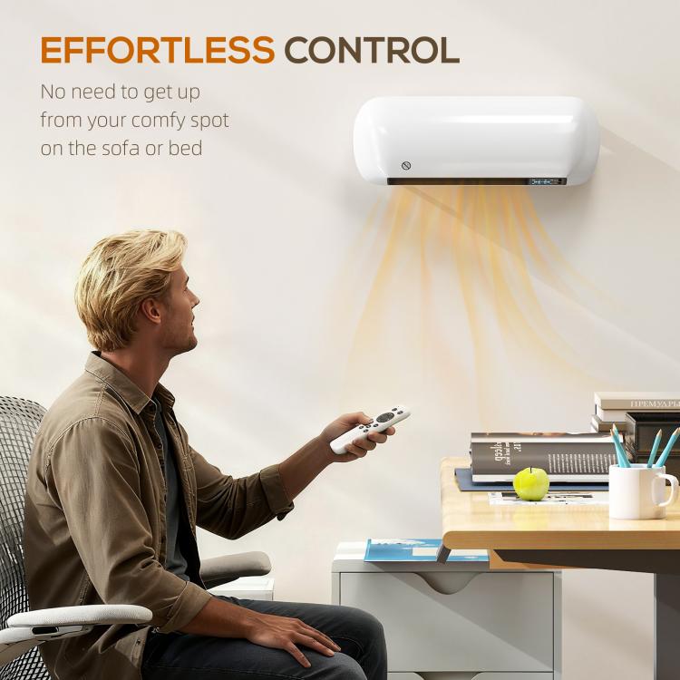 Termoventilatore ceramico da parete 2000 W con termostato e timer - immagine 10