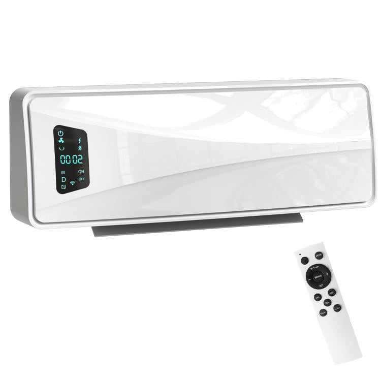 2000W Ceramic Electric Heater with Fan, Adjustable Thermostat, Wall Mounted - White