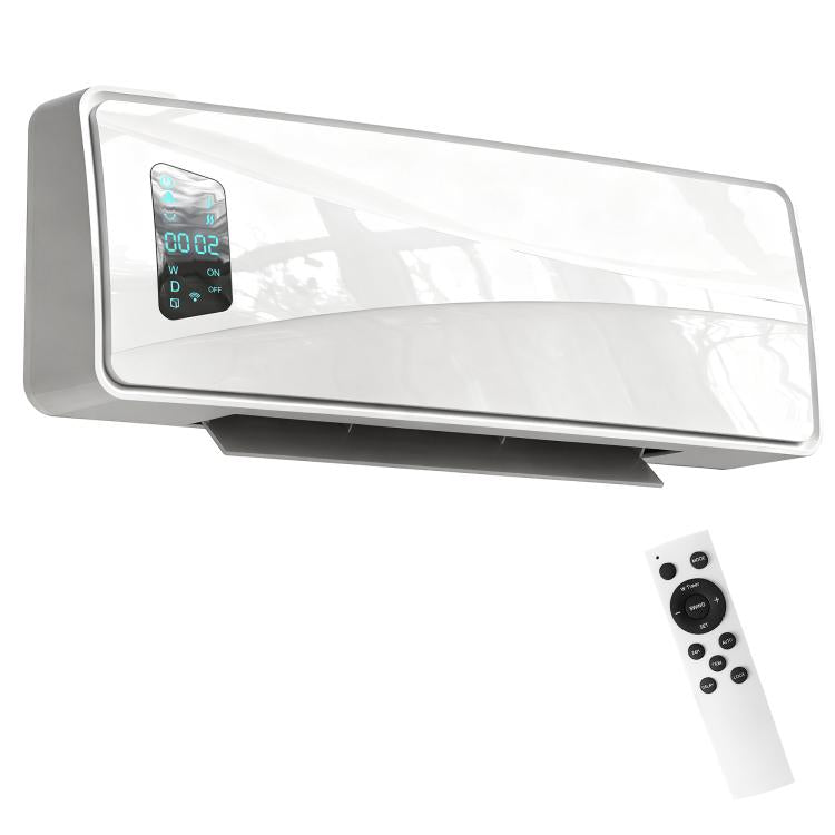 2000W Ceramic Electric Heater with Fan, Adjustable Thermostat, Wall Mounted - White