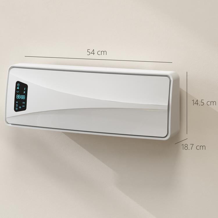 2000W Ceramic Electric Heater with Fan, Adjustable Thermostat, Wall Mounted - White