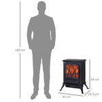 Electric Stove Heater with Realistic Flame Effect, 2000W Portable Indoor Freestanding Electric Fireplace with Adjustable Thermostat, Black