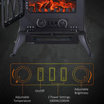 Electric Stove Heater with Realistic Flame Effect, 2000W Portable Indoor Freestanding Electric Fireplace with Adjustable Thermostat, Black