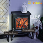 Electric Stove Heater with Realistic Flame Effect, 2000W Portable Indoor Freestanding Electric Fireplace with Adjustable Thermostat, Black