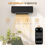 Wall Downflow Heater 2 Heat and Fan 1000W/2000W, Electric Space Heater with Timer Remote Oscillating, for Bedroom Home Office, Black