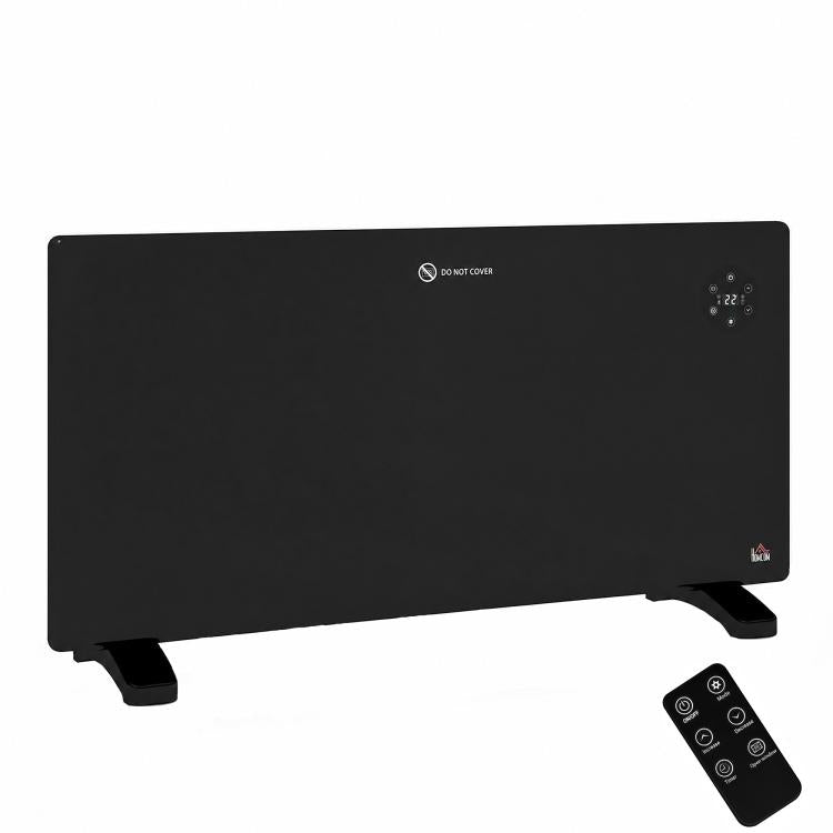2000W Electric Convector Heater, Freestanding or Wall Mounted, Space Heater with Adjustable Thermostat, Timer, Black