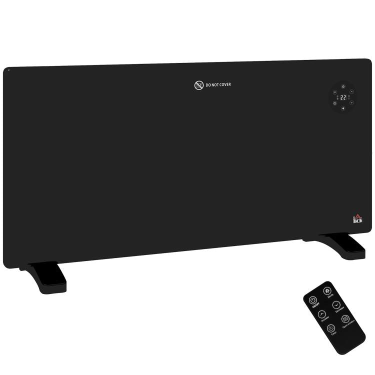 2000W Electric Convector Heater, Freestanding or Wall Mounted, Space Heater with Adjustable Thermostat, Timer, Black