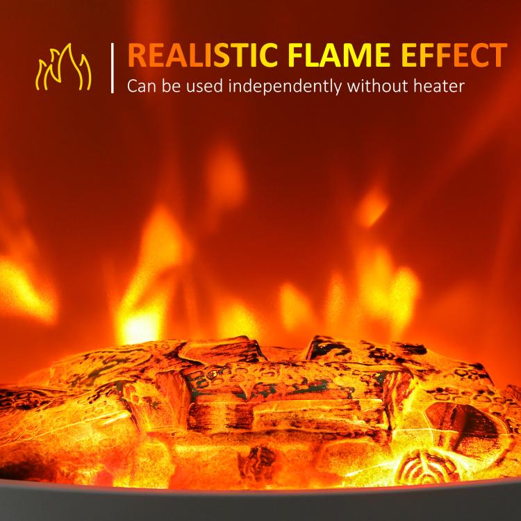 Tempered Glass Casing Electric Fireplace, Freestanding Electric Fire with Realistic Flame Effect, Log Burner with Overheat Protection, 950w/ 1850W, White
