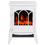 Freestanding Electric Fireplace, Electric Log Burner with LED Flame Effect, Overheating Safety System, 1000W/2000W White