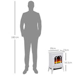 Freestanding Electric Fireplace, Electric Log Burner with LED Flame Effect, Overheating Safety System, 1000W/2000W White