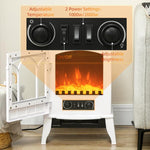Freestanding Electric Fireplace, Electric Log Burner with LED Flame Effect, Overheating Safety System, 1000W/2000W White