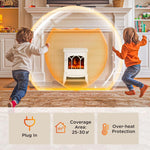 Freestanding Electric Fireplace, Electric Log Burner with LED Flame Effect, Overheating Safety System, 1000W/2000W White