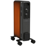 1500W Oil Filled Radiator, Portable Electric Heater with 3 Heat Settings, Safety Cut-Off and Wheels, Grey