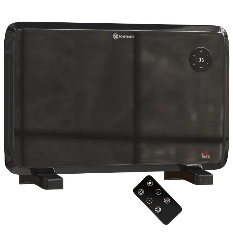 1.2kW Freestand/On-Wall Electric Convector Heater, with Adjustable Thermostat - Black