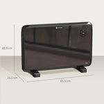 1.2kW Freestand/On-Wall Electric Convector Heater, with Adjustable Thermostat - Black