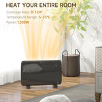1.2kW Freestand/On-Wall Electric Convector Heater, with Adjustable Thermostat - Black
