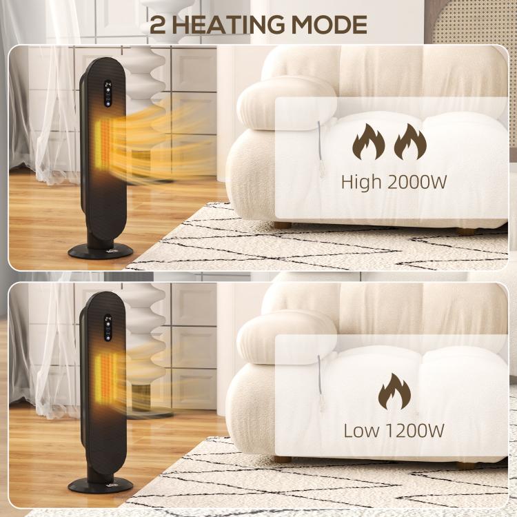 45 Degrees Oscillating Ceramic Space Heater, with Remote - Black