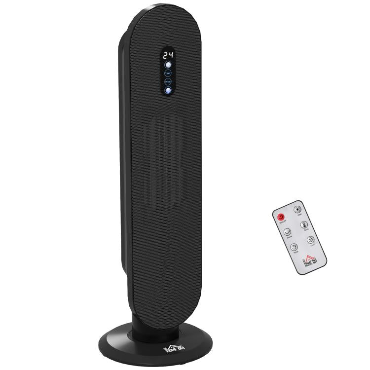 45 Degrees Oscillating Ceramic Space Heater, with Remote - Black