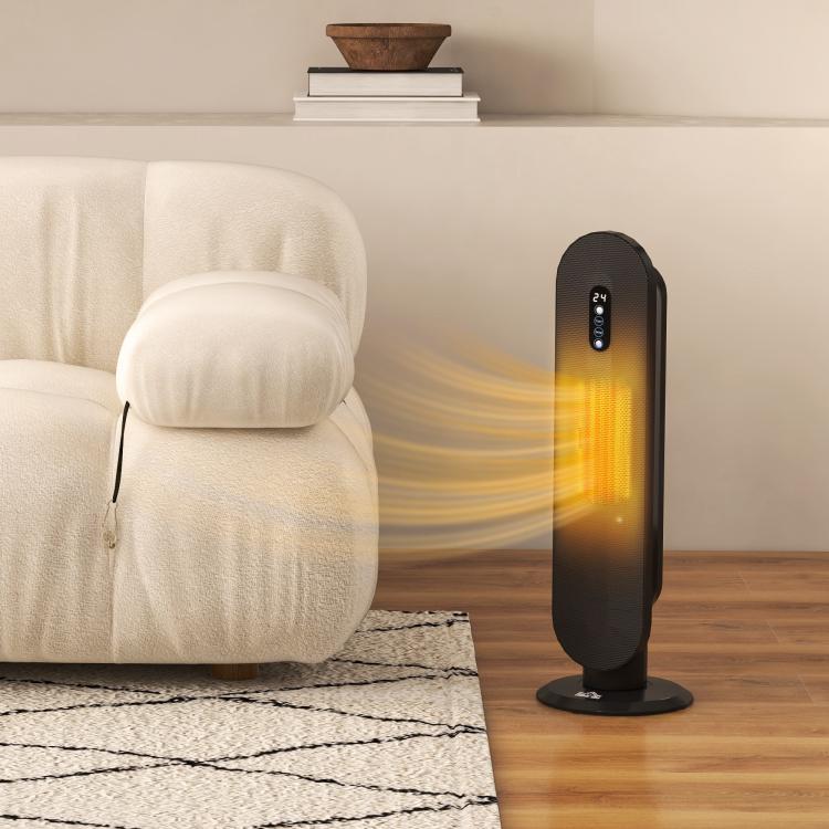 45 Degrees Oscillating Ceramic Space Heater, with Remote - Black
