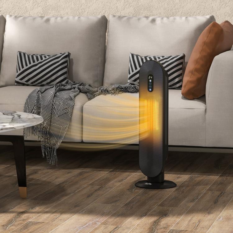 45 Degrees Oscillating Ceramic Space Heater, with Remote - Black
