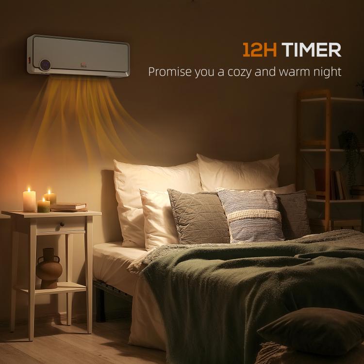 Wall Downflow Heater 2 Heat and Fan 1000W/2000W, Electric Space Heater with Timer Remote Oscillating, for Bedroom Home Office, Grey
