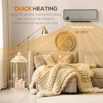 Wall Downflow Heater 2 Heat and Fan 1000W/2000W, Electric Space Heater with Timer Remote Oscillating, for Bedroom Home Office, Grey