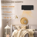 2000W Wall Mounted Heater, 18-45 DegreesC Temperature, Black