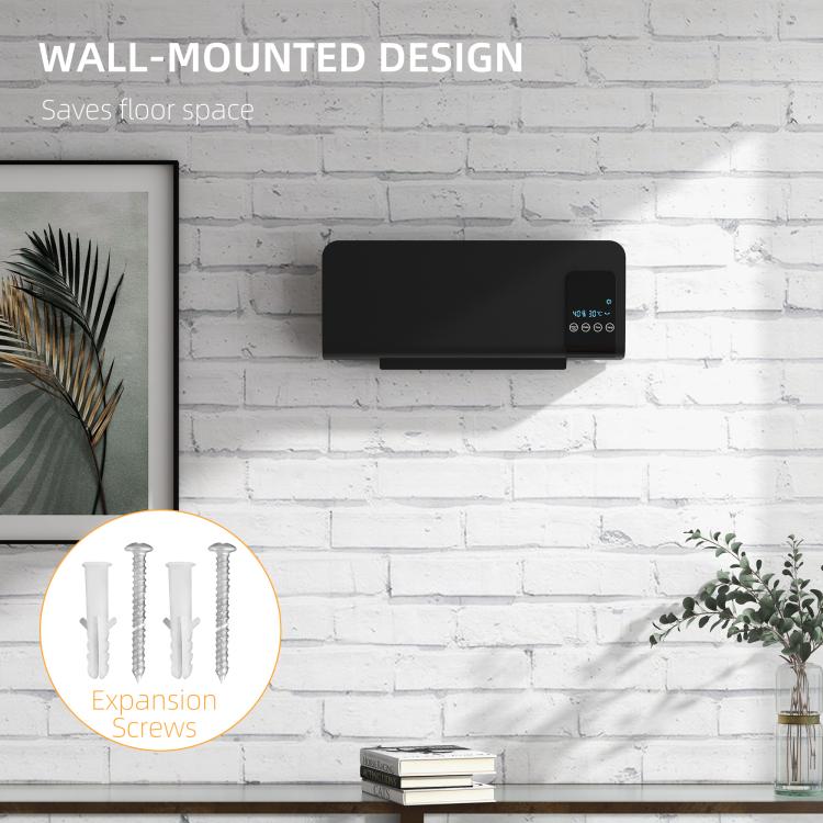 2000W Wall Mounted Heater, 18-45 DegreesC Temperature, Black