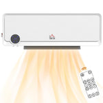 Wall Downflow Heater 2 Heat and Fan 1000W/2000W, Electric Space Heater with Timer Remote Oscillating, for Bedroom Home Office, White