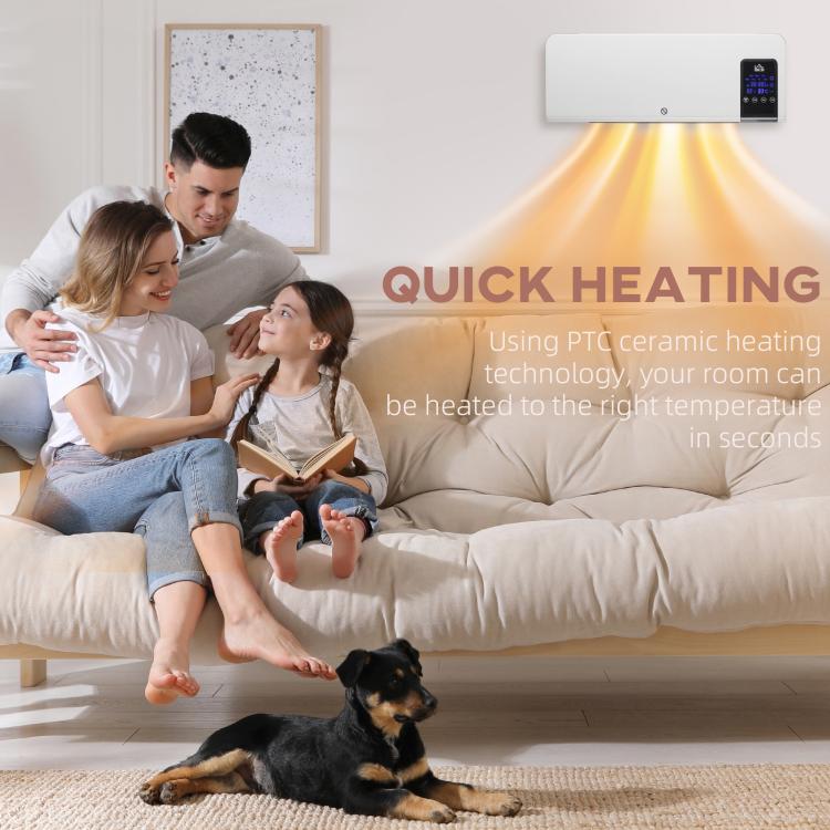 2000W Wall-Mounted Heater, 18-45 DegreesC Temperature, White