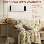 2000W Wall-Mounted Heater, 18-45 DegreesC Temperature, White