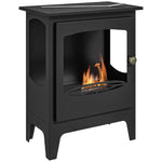 Freestanding Ethanol Fireplace, Steel Bioethanol Fireplace with Stainless Steel Flame Snuffer, 0.9L Tank, 3 Hours Burning Time for Indoor, Black