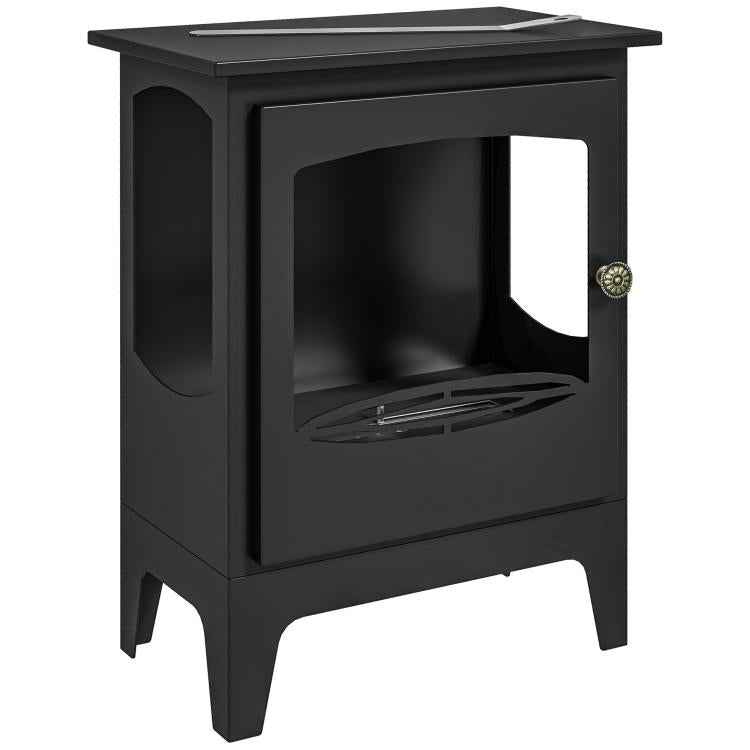 Freestanding Ethanol Fireplace, Steel Bioethanol Fireplace with Stainless Steel Flame Snuffer, 0.9L Tank, 3 Hours Burning Time for Indoor, Black