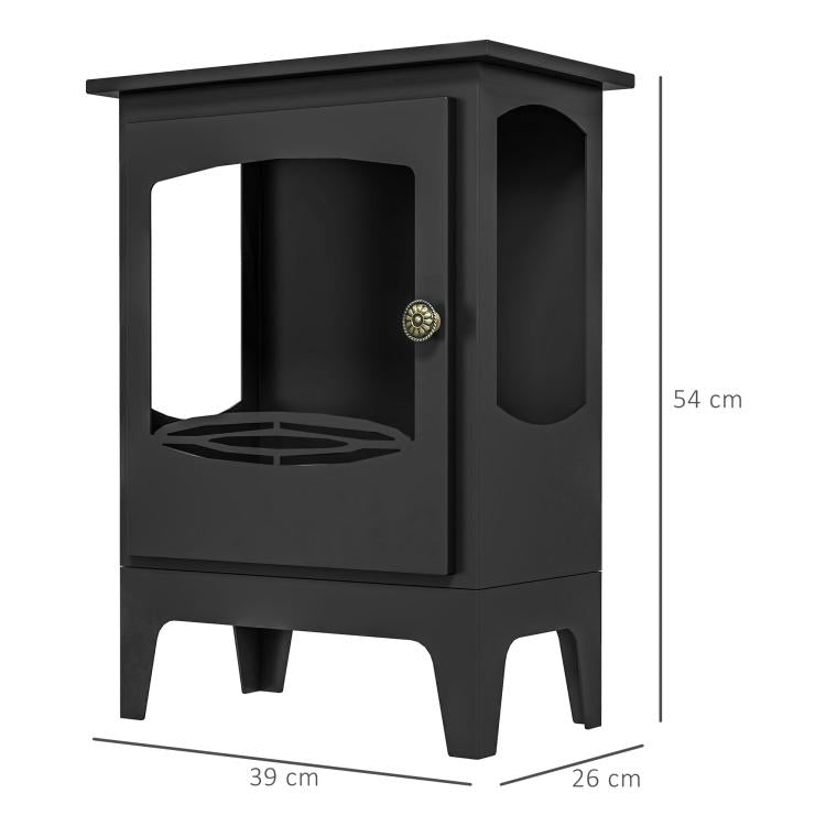 Freestanding Ethanol Fireplace, Steel Bioethanol Fireplace with Stainless Steel Flame Snuffer, 0.9L Tank, 3 Hours Burning Time for Indoor, Black